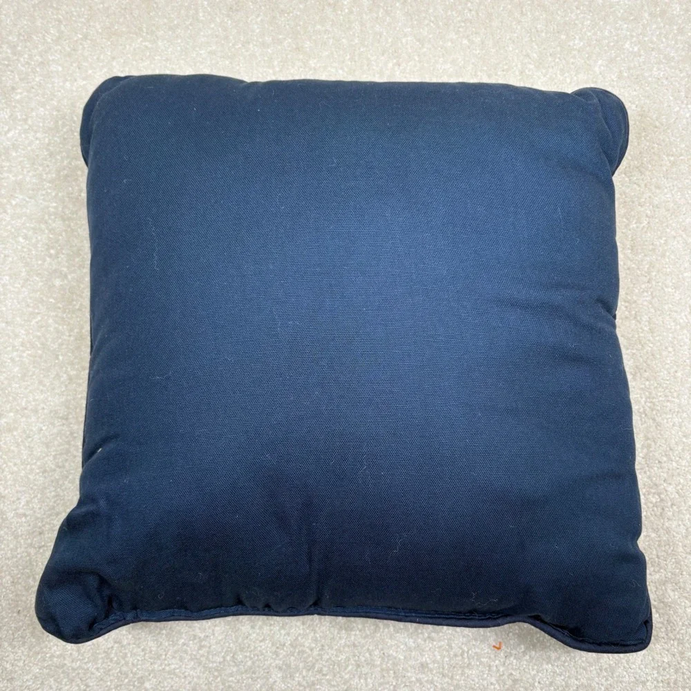 Christmas Nativity Tapestry Throw Pillow Navy Blue Woven Religious Decor 14.5in